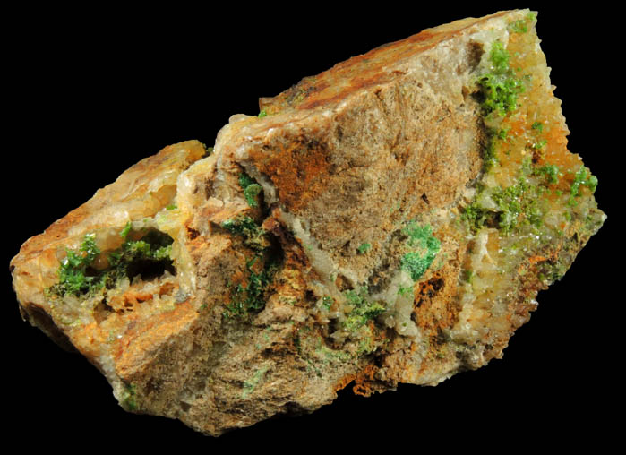 Pyromorphite on Quartz from Wheatley Mine, Phoenixville District, Chester County, Pennsylvania