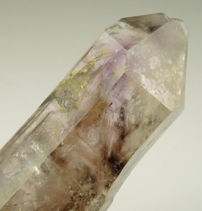 Quartz var. Smoky-Amethyst with moveable internal bubble (Enhydro) from Tafelkop, Goboboseb Mountains, 27 km west of Brandberg Mountain, Erongo region, Namibia