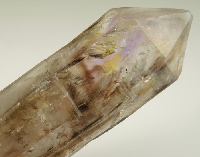 Quartz var. Smoky-Amethyst with moveable internal bubble (Enhydro) from Tafelkop, Goboboseb Mountains, 27 km west of Brandberg Mountain, Erongo region, Namibia