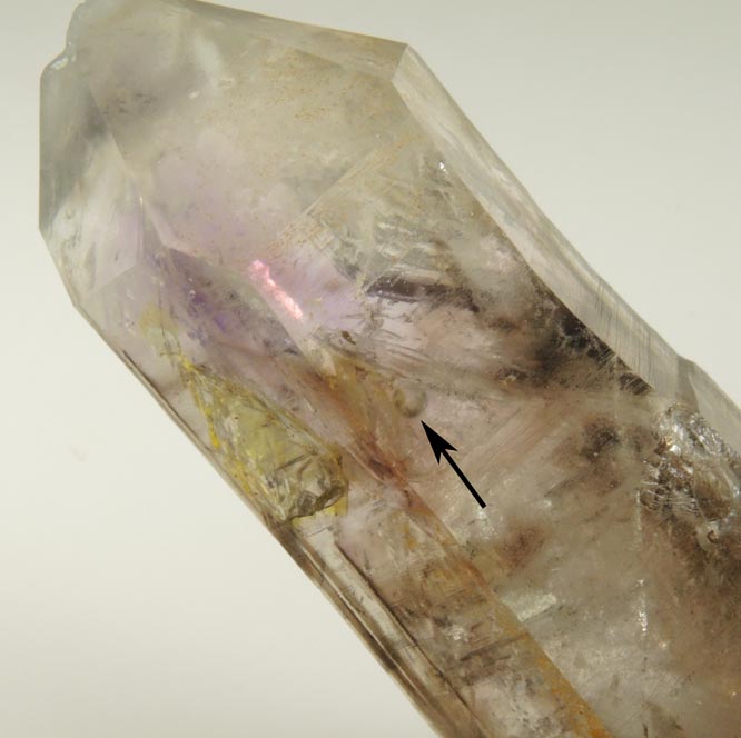 Quartz var. Smoky-Amethyst with moveable internal bubble (Enhydro) from Tafelkop, Goboboseb Mountains, 27 km west of Brandberg Mountain, Erongo region, Namibia