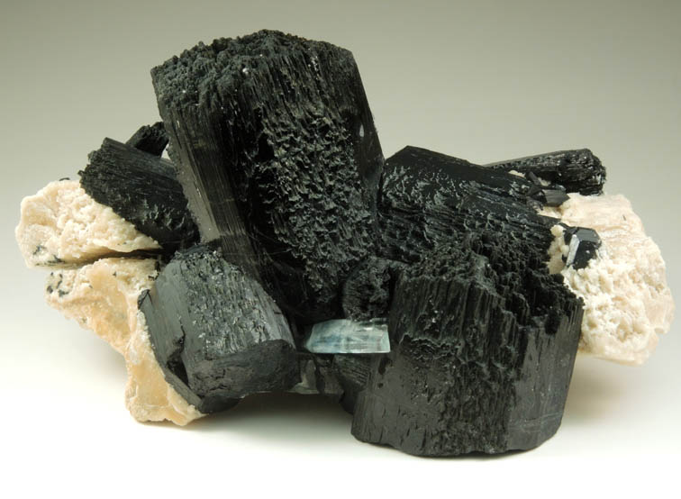 Schorl Tourmaline with Beryl var. Aquamarine on Microcline from Skardu District, Baltistan, Gilgit-Baltistan, Pakistan