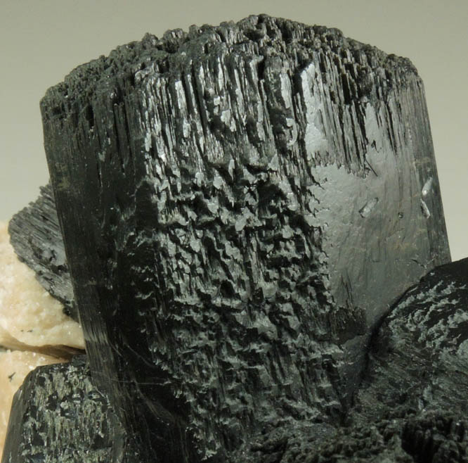 Schorl Tourmaline with Beryl var. Aquamarine on Microcline from Skardu District, Baltistan, Gilgit-Baltistan, Pakistan