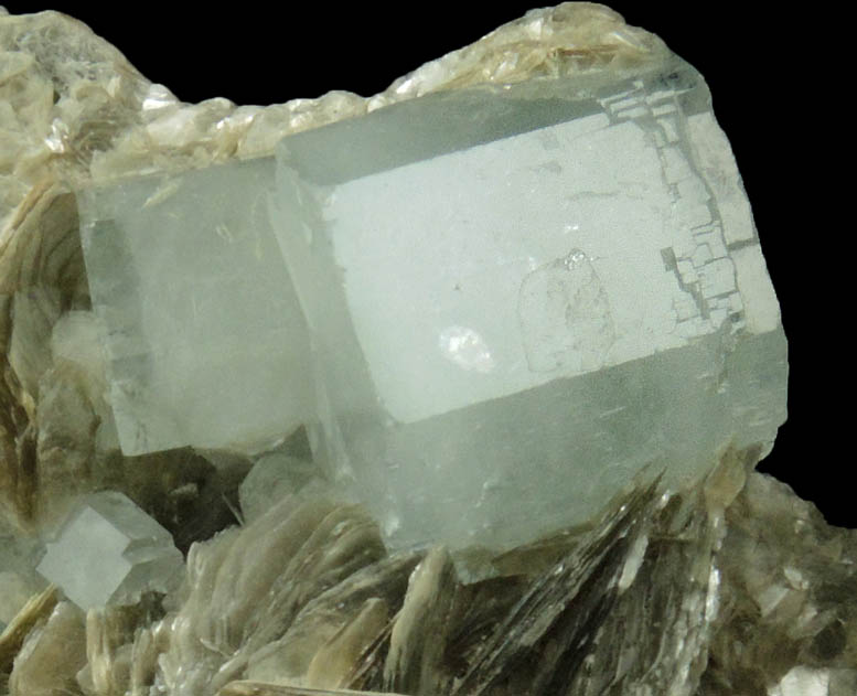 Beryl var. Aquamarine on Muscovite from Nagar, Hunza Valley, Gilgit District, Gilgit-Baltistan, Pakistan