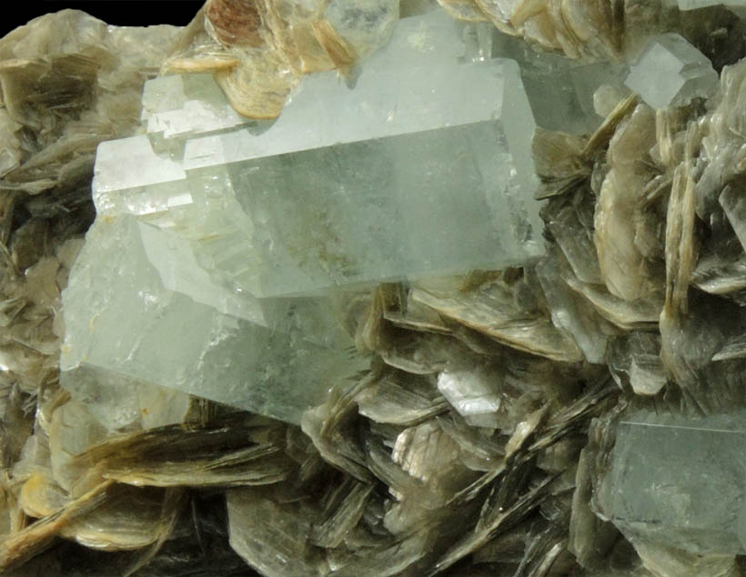 Beryl var. Aquamarine on Muscovite from Nagar, Hunza Valley, Gilgit District, Gilgit-Baltistan, Pakistan