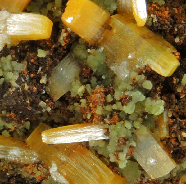 Wulfenite, Mimetite, Calcite from Mina Ojuela, San Juan Poniente Vein, Level 6, Mapimi, Durango, Mexico