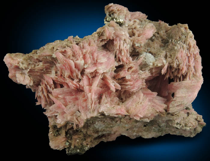 Rhodonite with Pyrite from Mina San Martn, Chiuruco, Huallanca, Peru