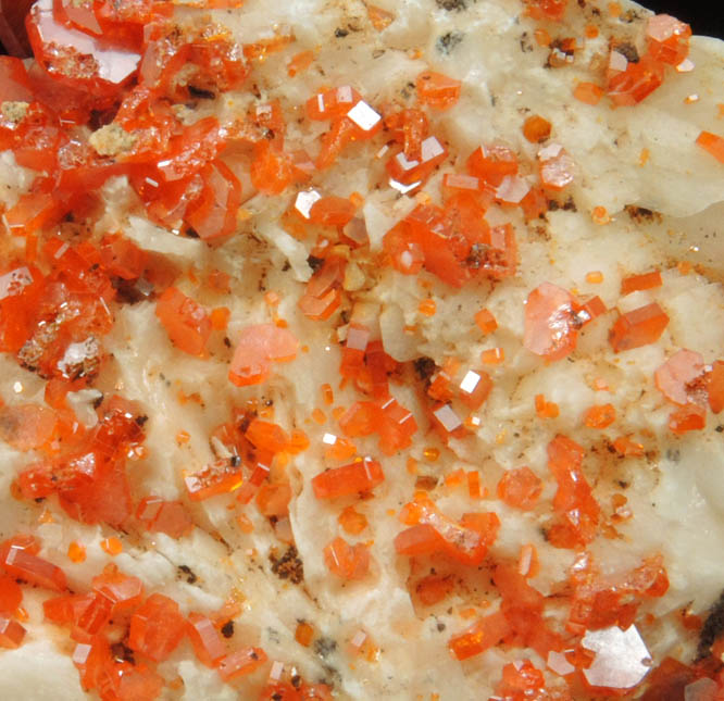 Vanadinite on Barite from Mibladen, Haute Moulouya Basin, Zeida-Aouli-Mibladen belt, Midelt Province, Morocco