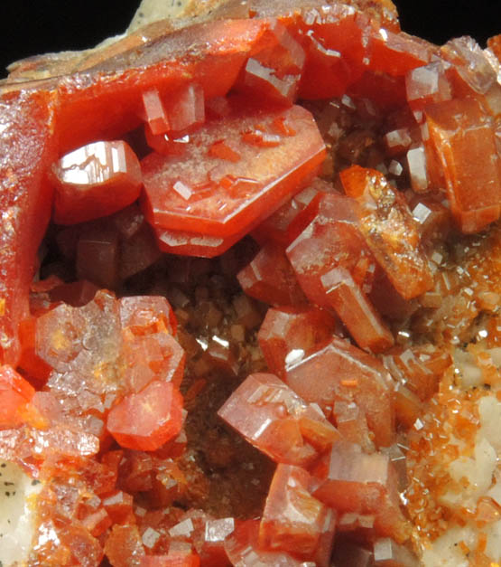 Vanadinite on Barite from Mibladen, Haute Moulouya Basin, Zeida-Aouli-Mibladen belt, Midelt Province, Morocco