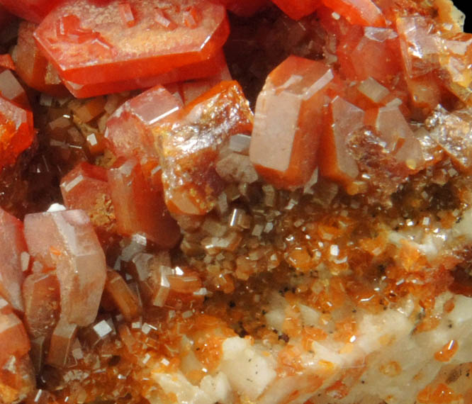 Vanadinite on Barite from Mibladen, Haute Moulouya Basin, Zeida-Aouli-Mibladen belt, Midelt Province, Morocco