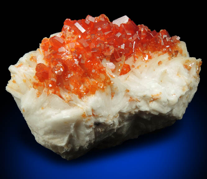 Vanadinite on Barite from Mibladen, Haute Moulouya Basin, Zeida-Aouli-Mibladen belt, Midelt Province, Morocco