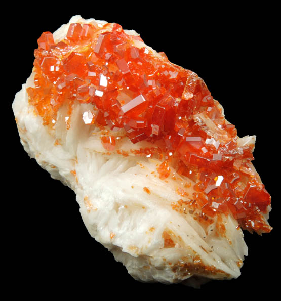 Vanadinite on Barite from Mibladen, Haute Moulouya Basin, Zeida-Aouli-Mibladen belt, Midelt Province, Morocco