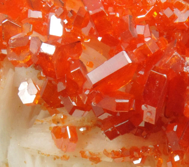 Vanadinite on Barite from Mibladen, Haute Moulouya Basin, Zeida-Aouli-Mibladen belt, Midelt Province, Morocco