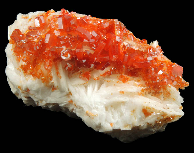 Vanadinite on Barite from Mibladen, Haute Moulouya Basin, Zeida-Aouli-Mibladen belt, Midelt Province, Morocco