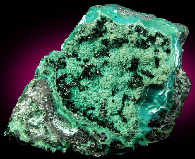 Malachite on Chrysocolla from Mashamba West Mine, 13 km west of Kolwezi, Katanga Copperbelt, Lualaba Province, Democratic Republic of the Congo