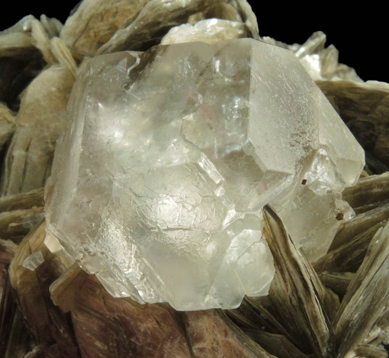 Fluorite (interpenetrant-twinned crystals) on Muscovite from Chumar Bakhor, Nagar, Hunza Valley, Gilgit-Baltistan, Pakistan