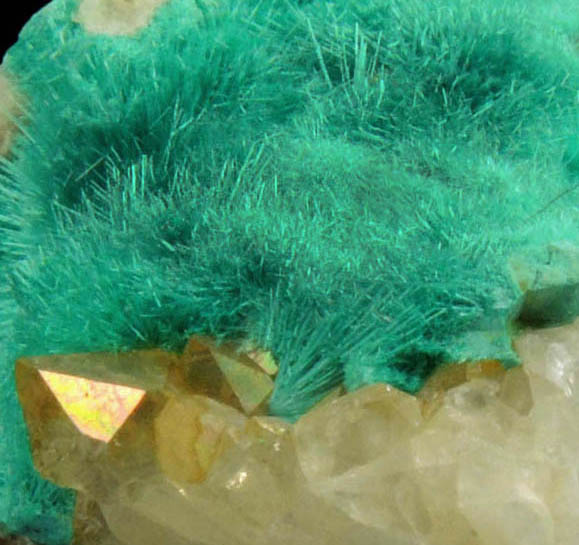 Brochantite over Quartz from Blanchard Mine, Hansonburg District, 8.5 km south of Bingham, Socorro County, New Mexico