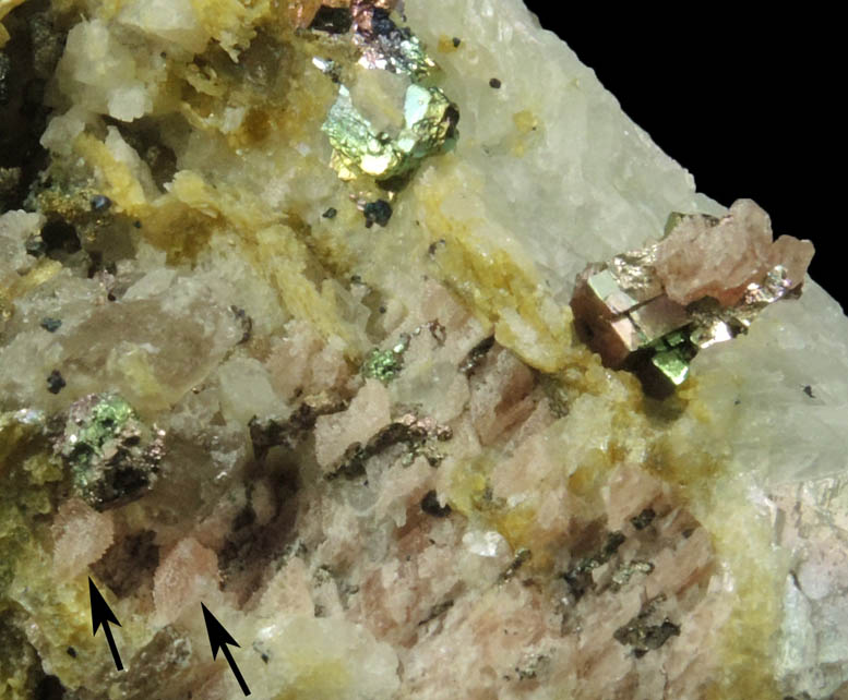 Rhodochrosite, Pyrite, Quartz, Cookeite, Albite from Mount Mica Quarry, Paris, Oxford County, Maine (Type Locality for Cookeite)