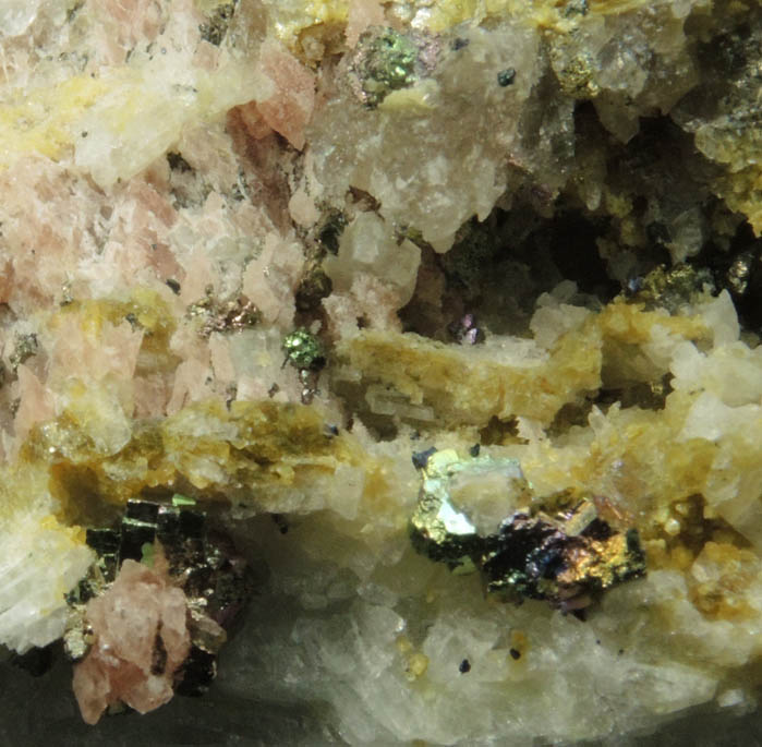 Rhodochrosite, Pyrite, Quartz, Cookeite, Albite from Mount Mica Quarry, Paris, Oxford County, Maine (Type Locality for Cookeite)