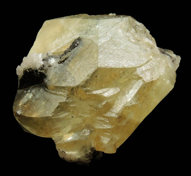 Calcite with linear zones of Pyrite inclusions from Eastern Rock Products Quarry (Benchmark Quarry), St. Johnsville, Montgomery County, New York