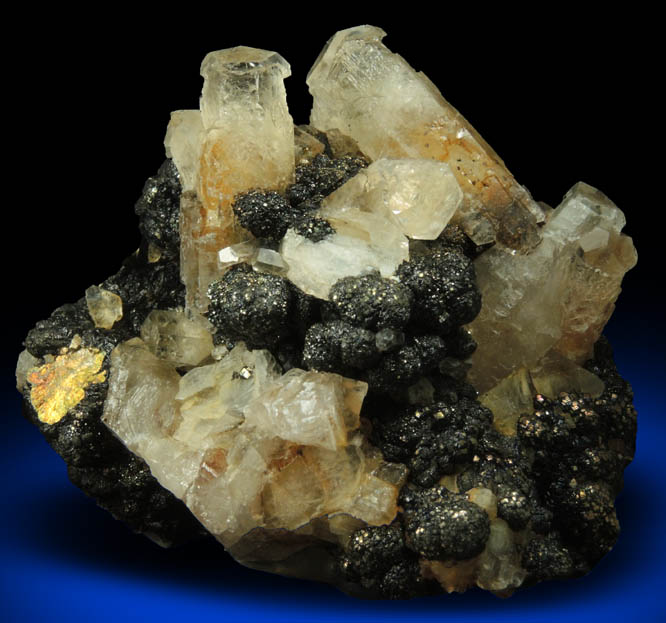 Calcite, Pyrite, Bitumen from Lowville, Lewis County, New York