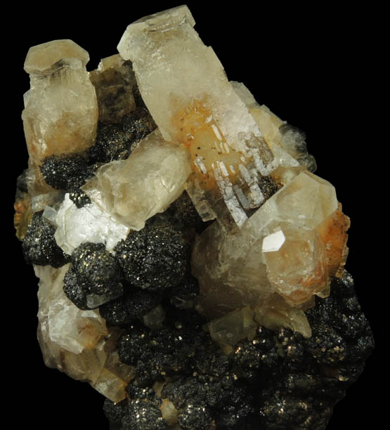 Calcite, Pyrite, Bitumen from Lowville, Lewis County, New York