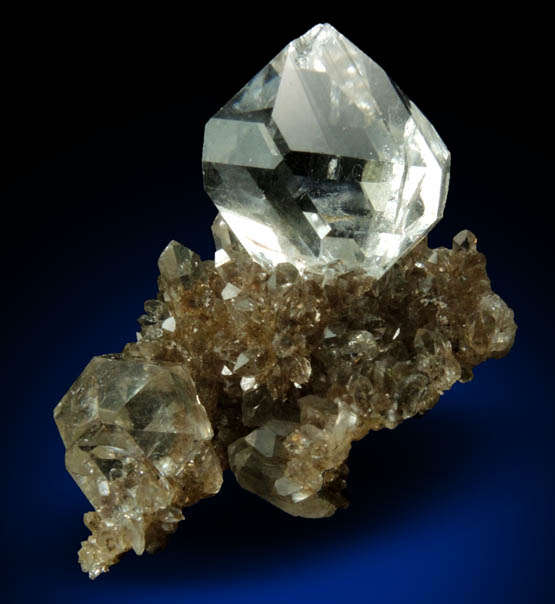 Quartz var. Herkimer Diamonds on drusy Herkimer Diamonds from Middleville, Herkimer County, New York