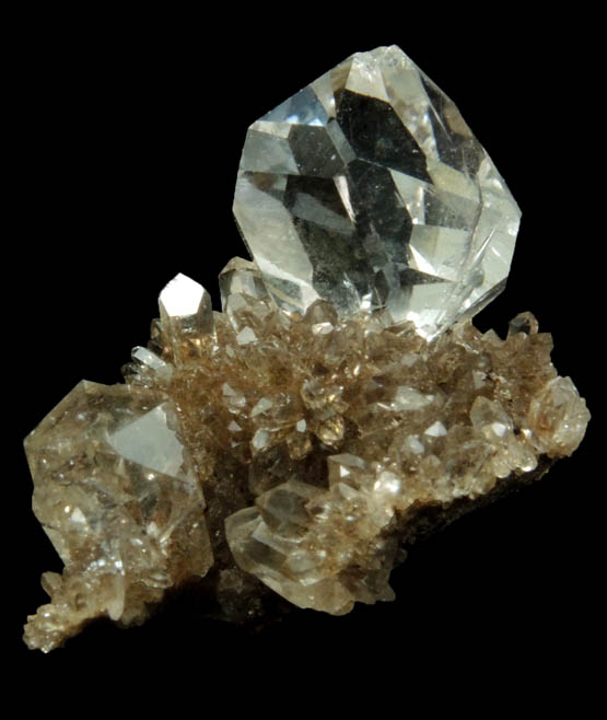 Quartz var. Herkimer Diamonds on drusy Herkimer Diamonds from Middleville, Herkimer County, New York