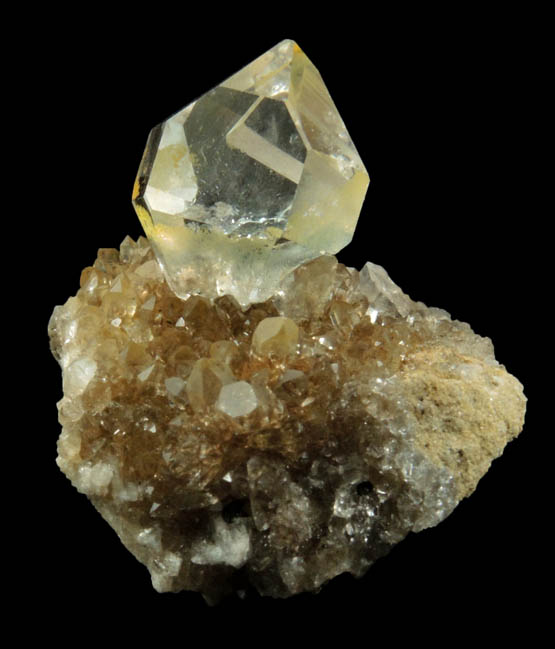 Quartz var. Herkimer Diamonds on drusy Herkimer Diamonds from Middleville, Herkimer County, New York