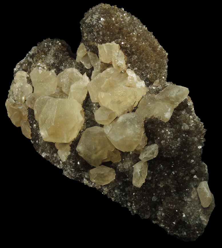 Calcite on Quartz (var. Drusy Herkimer Diamonds) from Ace of Diamonds Mine, Middleville, Herkimer County, New York