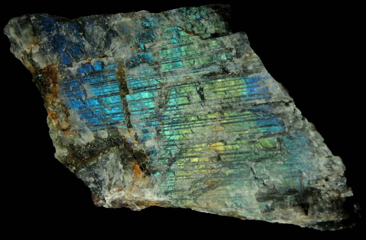 Anorthite var. Labradorite (lamellar-twinned) from Nain, Labrador, Newfoundland, Canada (Type Locality for Labradorite)