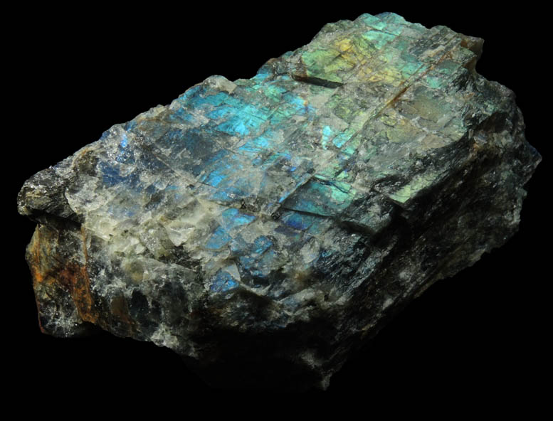 Anorthite var. Labradorite (lamellar-twinned) from Nain, Labrador, Newfoundland, Canada (Type Locality for Labradorite)