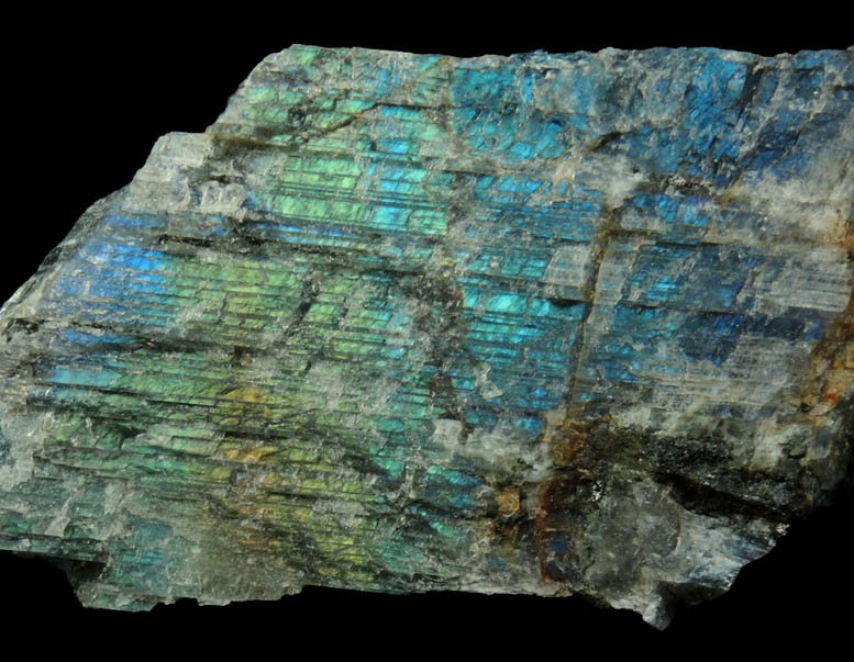 Anorthite var. Labradorite (lamellar-twinned) from Nain, Labrador, Newfoundland, Canada (Type Locality for Labradorite)