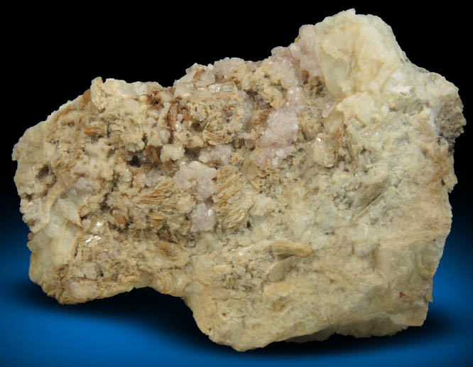 Quartz var. Rose Quartz Crystals on Albite with Muscovite from Rose Quartz Locality, Plumbago Mountain, Newry, Oxford County, Maine