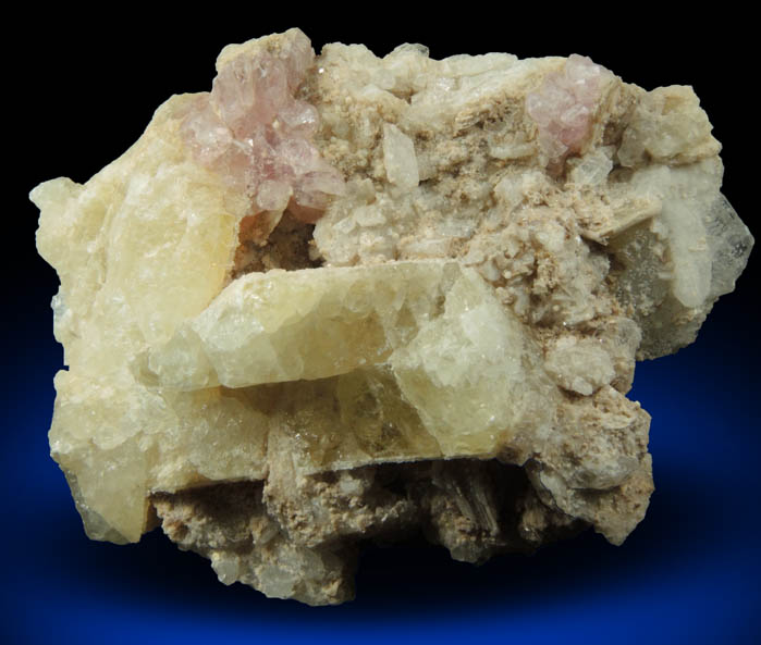 Quartz var. Rose Quartz Crystals with Montebrasite(?) from Nevel Quarry, Plumbago Mountain, Newry, Oxford County, Maine