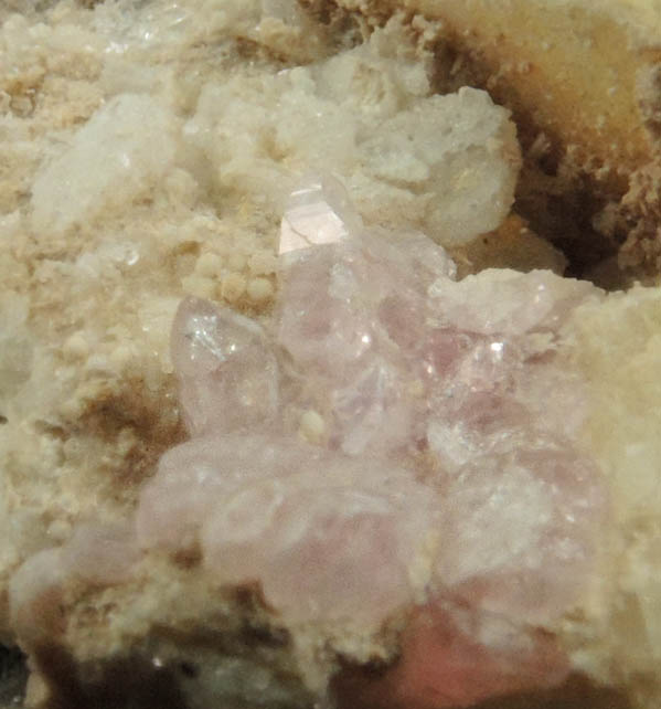 Quartz var. Rose Quartz Crystals with Montebrasite(?) from Nevel Quarry, Plumbago Mountain, Newry, Oxford County, Maine