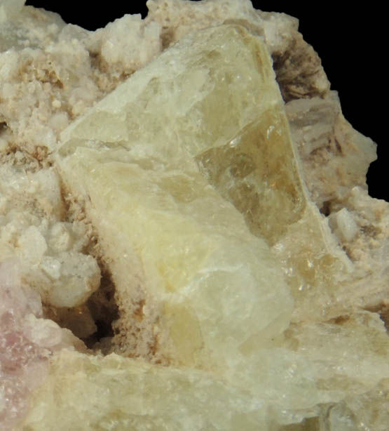 Quartz var. Rose Quartz Crystals with Montebrasite(?) from Nevel Quarry, Plumbago Mountain, Newry, Oxford County, Maine