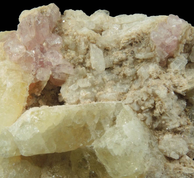 Quartz var. Rose Quartz Crystals with Montebrasite(?) from Nevel Quarry, Plumbago Mountain, Newry, Oxford County, Maine