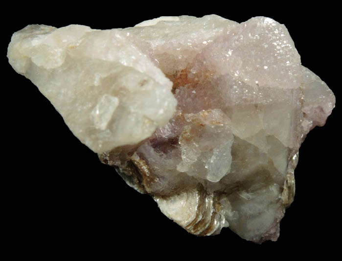 Quartz var. Rose Quartz Crystals on Milky Quartz from Rose Quartz Locality, Plumbago Mountain, Newry, Oxford County, Maine