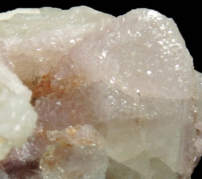 Quartz var. Rose Quartz Crystals on Milky Quartz from Rose Quartz Locality, Plumbago Mountain, Newry, Oxford County, Maine