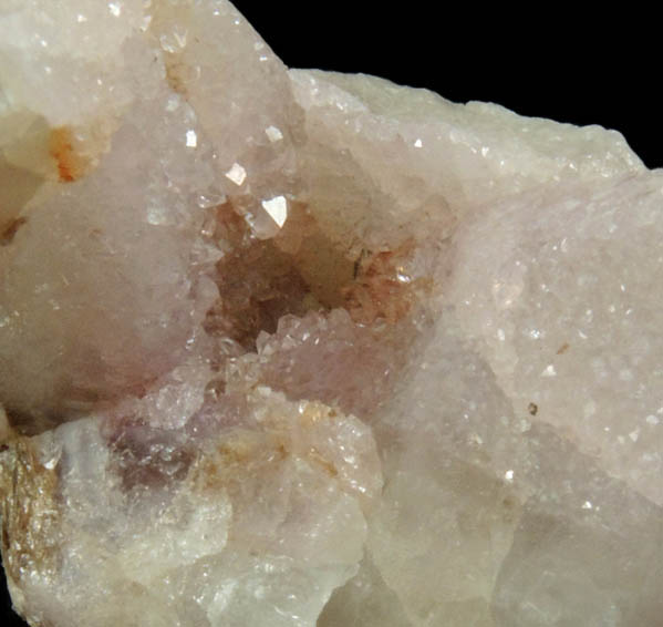 Quartz var. Rose Quartz Crystals on Milky Quartz from Rose Quartz Locality, Plumbago Mountain, Newry, Oxford County, Maine