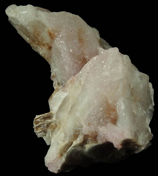Quartz var. Rose Quartz Crystals on Milky Quartz from Rose Quartz Locality, Plumbago Mountain, Newry, Oxford County, Maine