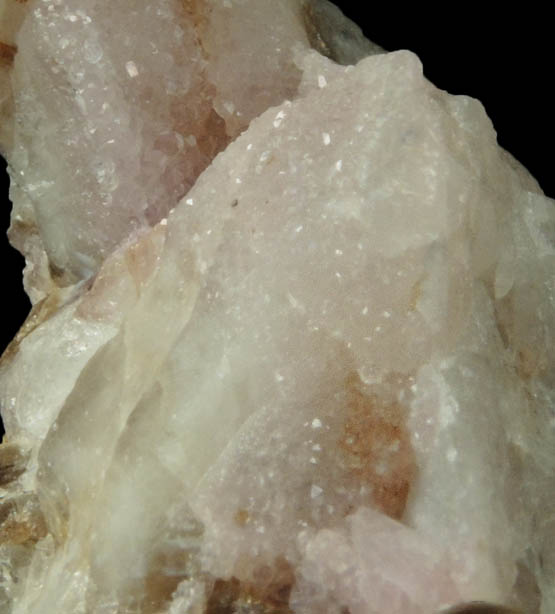 Quartz var. Rose Quartz Crystals on Milky Quartz from Rose Quartz Locality, Plumbago Mountain, Newry, Oxford County, Maine