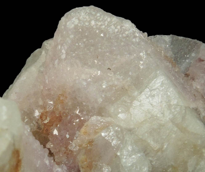 Quartz var. Rose Quartz Crystals on Milky Quartz from Rose Quartz Locality, Plumbago Mountain, Newry, Oxford County, Maine