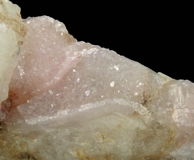 Quartz var. Rose Quartz Crystals on Milky Quartz from Rose Quartz Locality, Plumbago Mountain, Newry, Oxford County, Maine