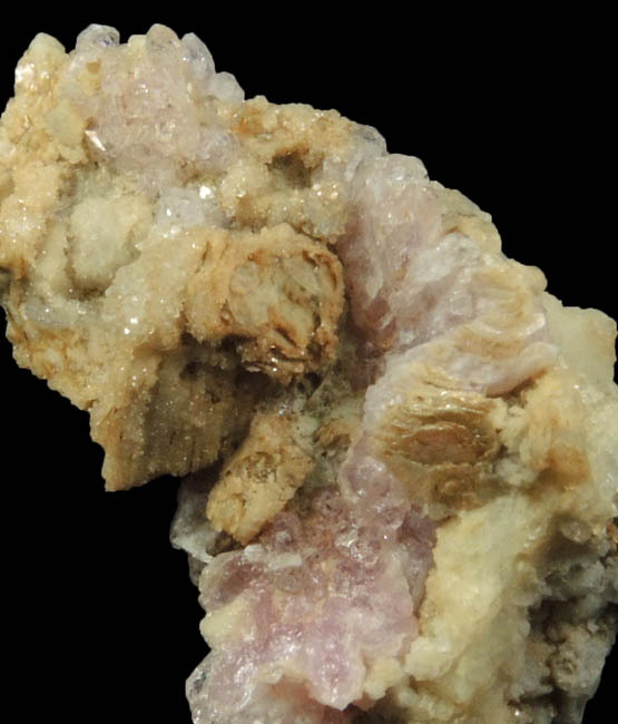 Quartz var. Rose Quartz Crystals on Albite with Muscovite from Rose Quartz Locality, Plumbago Mountain, Newry, Oxford County, Maine