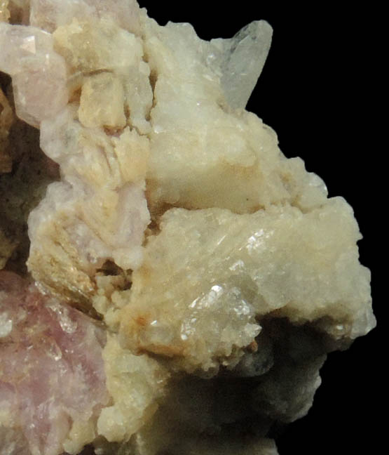 Quartz var. Rose Quartz Crystals on Albite with Muscovite from Rose Quartz Locality, Plumbago Mountain, Newry, Oxford County, Maine