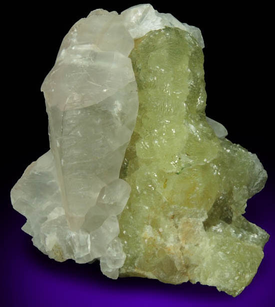 Prehnite pseudomorph after Anhydrite with Calcite (rare) from Prospect Park Quarry, Prospect Park, Passaic County, New Jersey