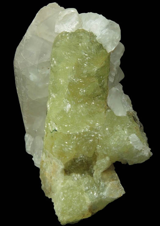 Prehnite pseudomorph after Anhydrite with Calcite (rare) from Prospect Park Quarry, Prospect Park, Passaic County, New Jersey