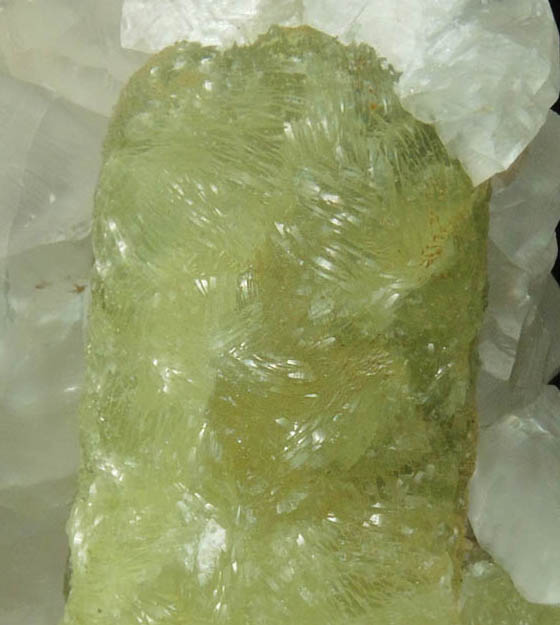 Prehnite pseudomorph after Anhydrite with Calcite (rare) from Prospect Park Quarry, Prospect Park, Passaic County, New Jersey