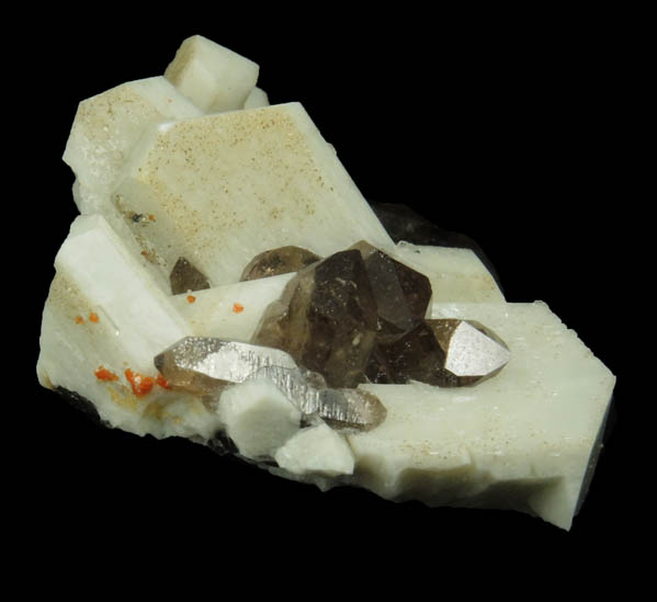 Chabazite on Microcline and Smoky Quartz from Tawara, Nakatsugawa City, Gifu Prefecture, Honshu, Japan